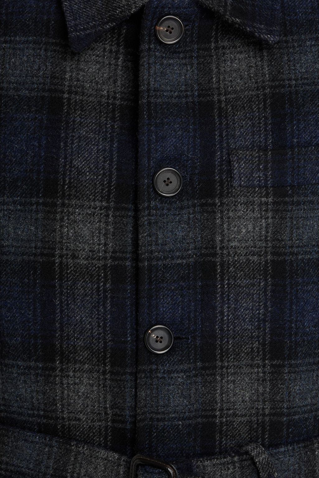OLIVER SPENCER Belted checked wool coat