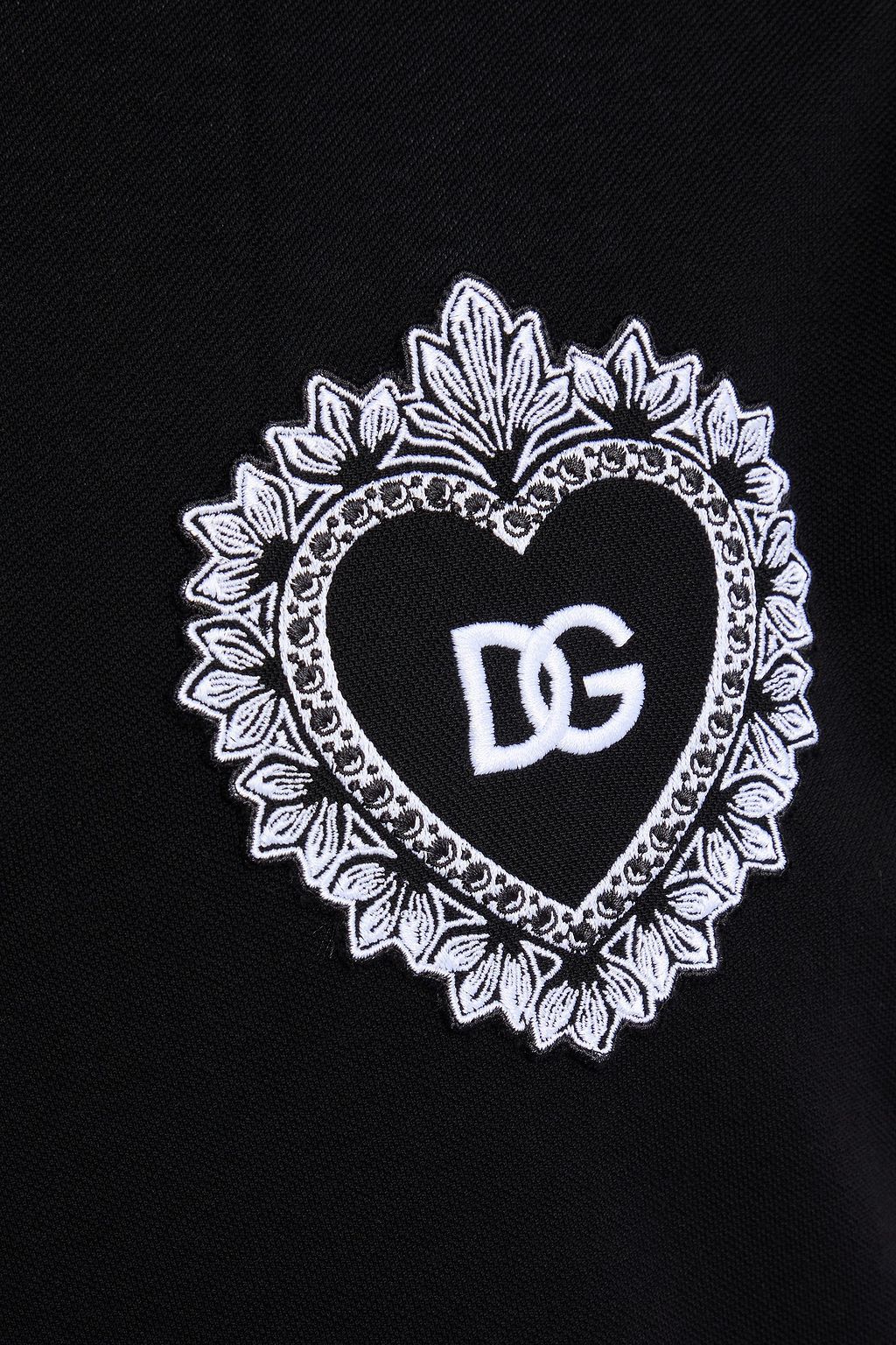 DOLCE&GABBANA قميص بولو من القطن وقماش بيكيه مطرّز