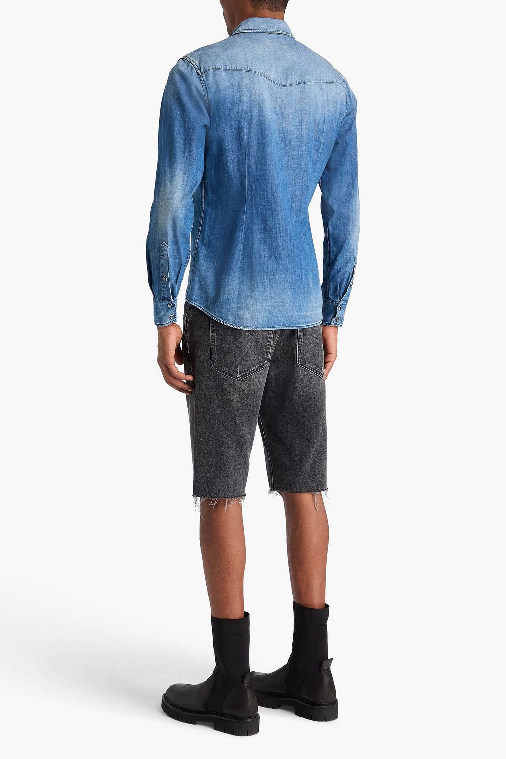 DOLCE&GABBANA Embellished faded denim shirt