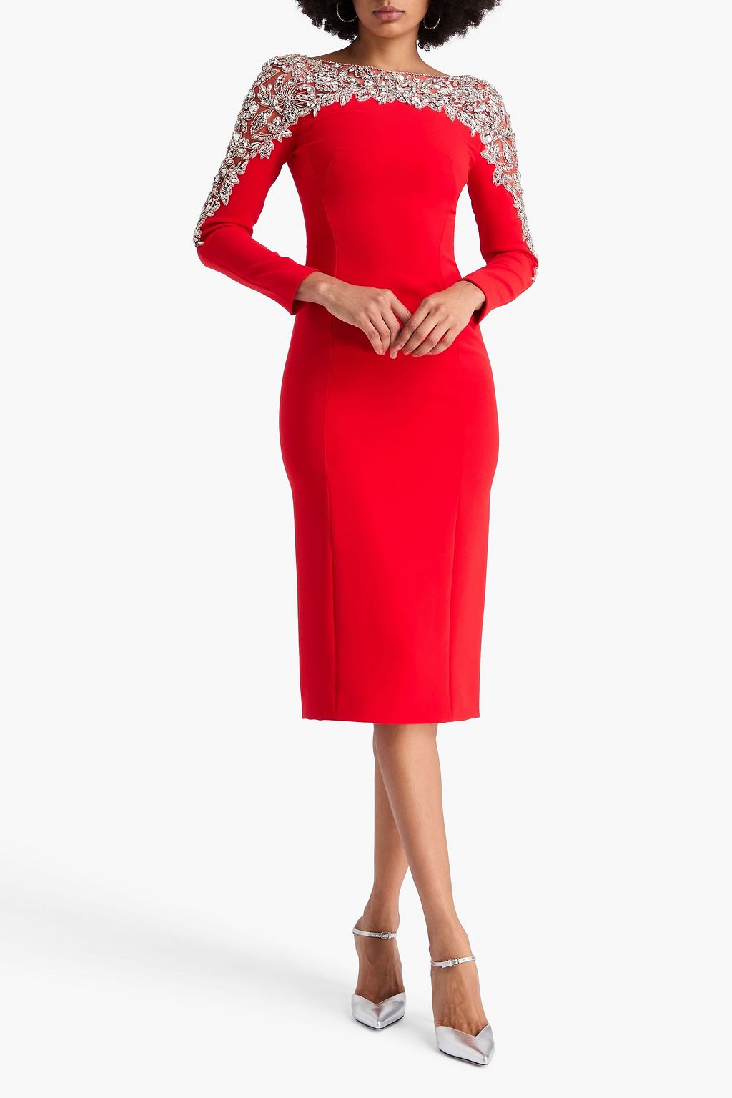 JENNY PACKHAM Embellished crepe midi dress