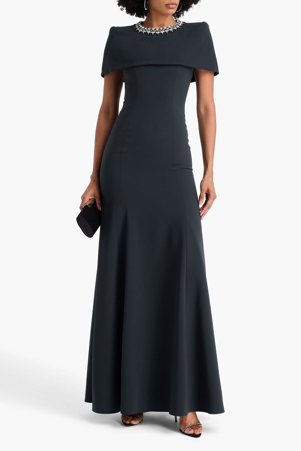 JENNY PACKHAM Crystal-embellished crepe gown