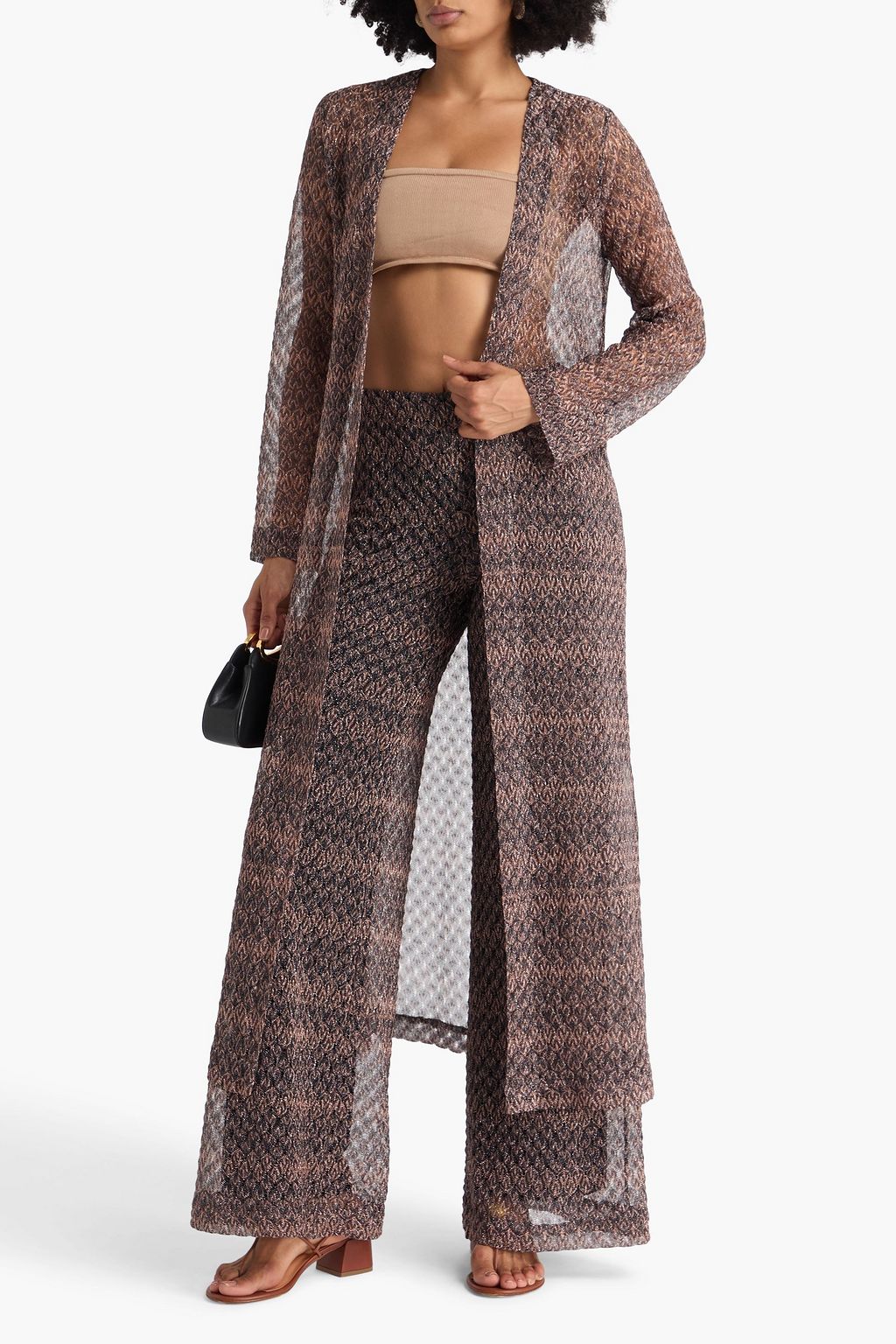 MISSONI كارديغان بحبكة كروشيه بلون معدني