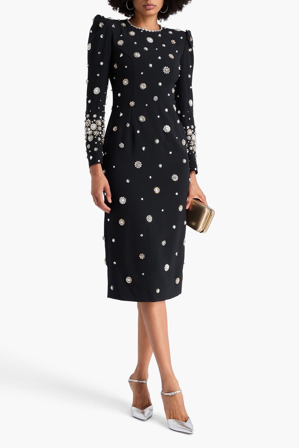 JENNY PACKHAM Embellished crepe midi dress