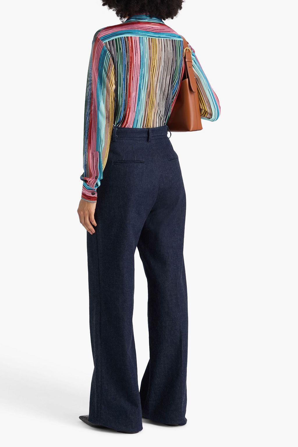 MISSONI かぎ針編みニット シャツ メタリック ストライプ