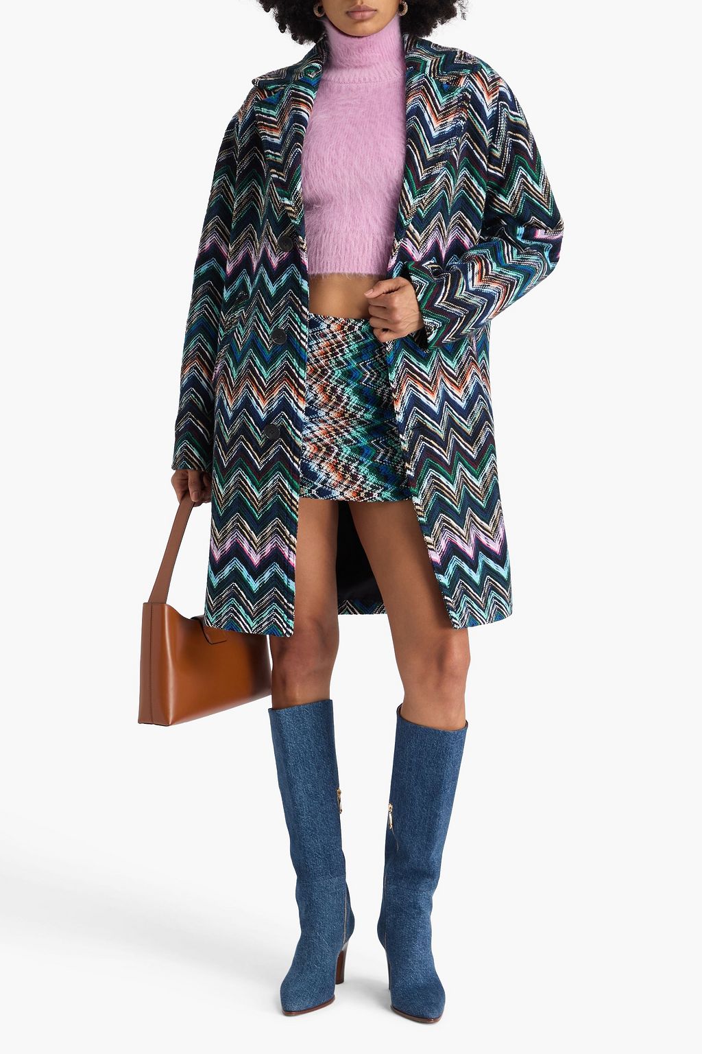 MISSONI معطف من مزيج القطن والصوف المحبوك بنمط كروشيه