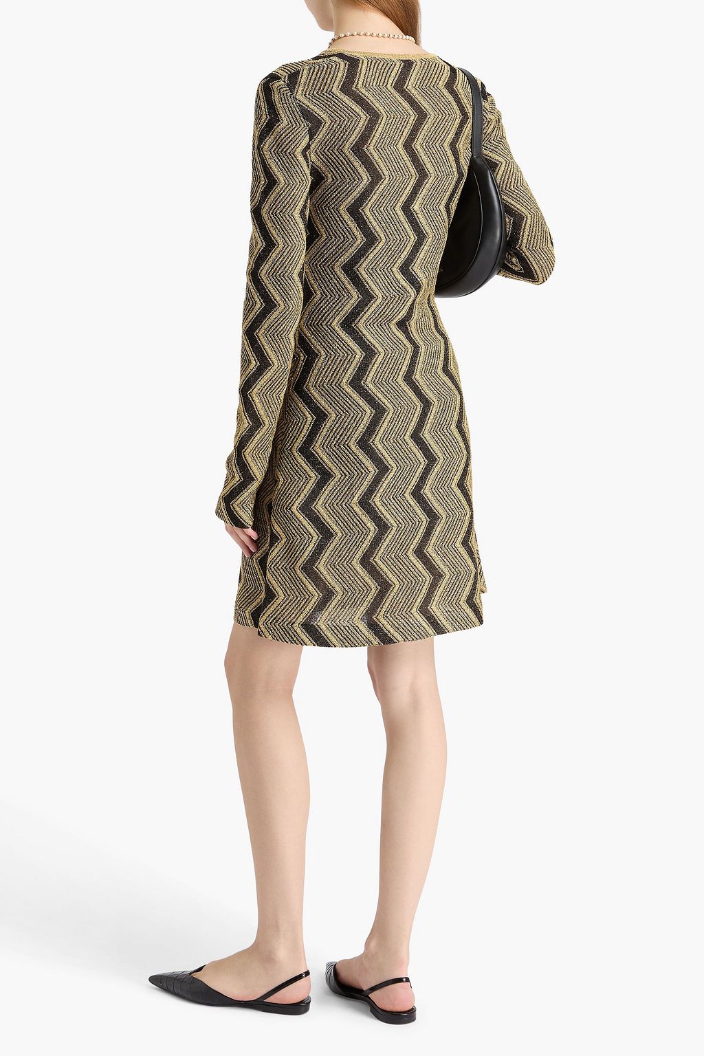 MISSONI فستان قصير بحبكة كروشيه بلون ميتاليك