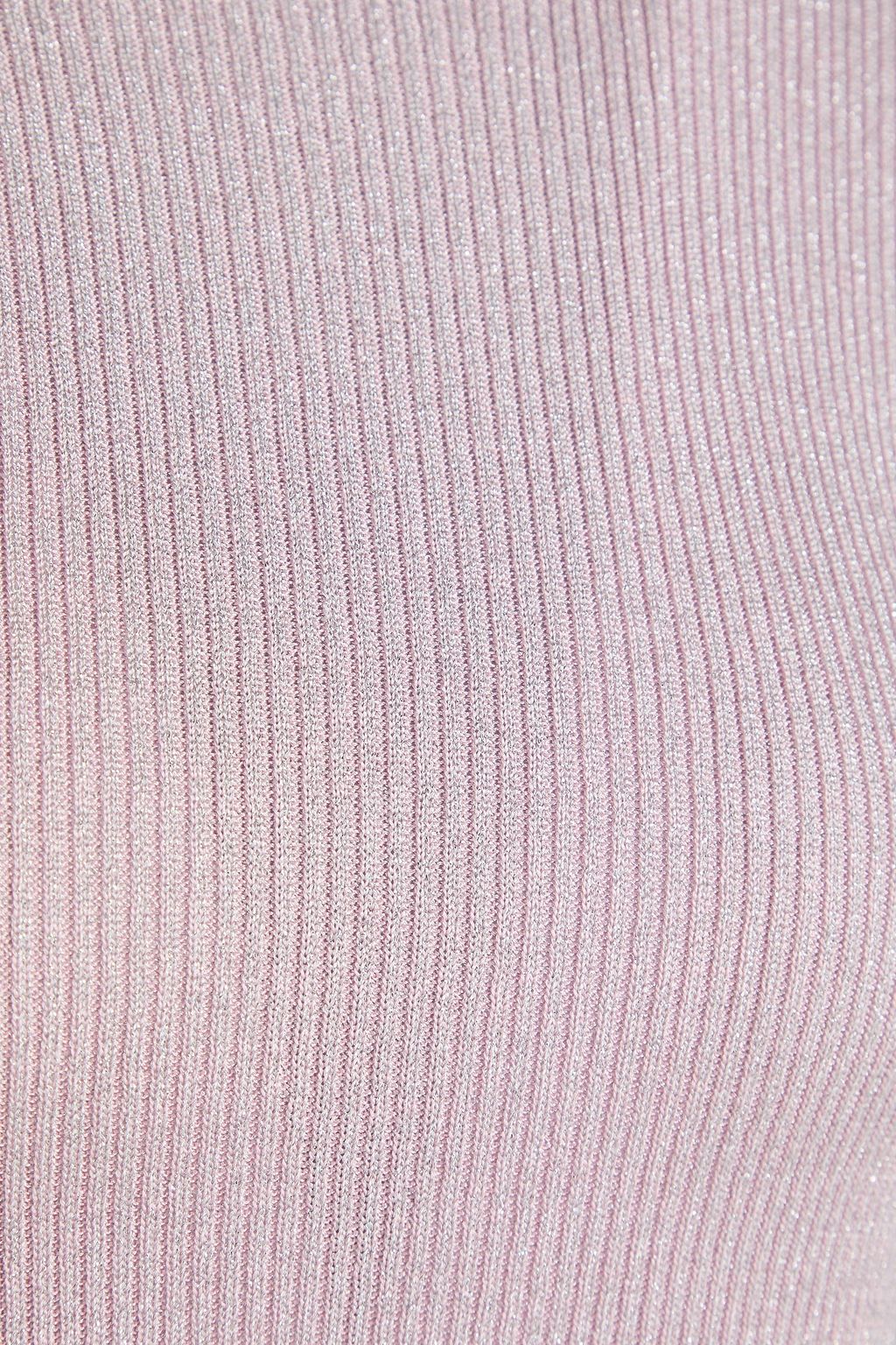 MISSONI كنزة رياضية بياقة عالية من نسيج بحبكة مضلّعة بلون معدني