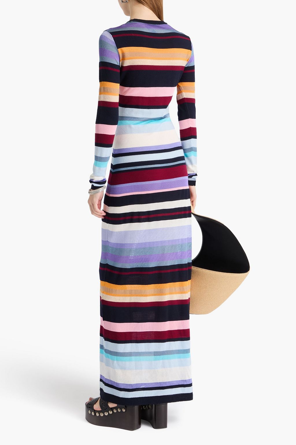 MISSONI فستان طويل من مزيج الصوف بتصميم مخطط