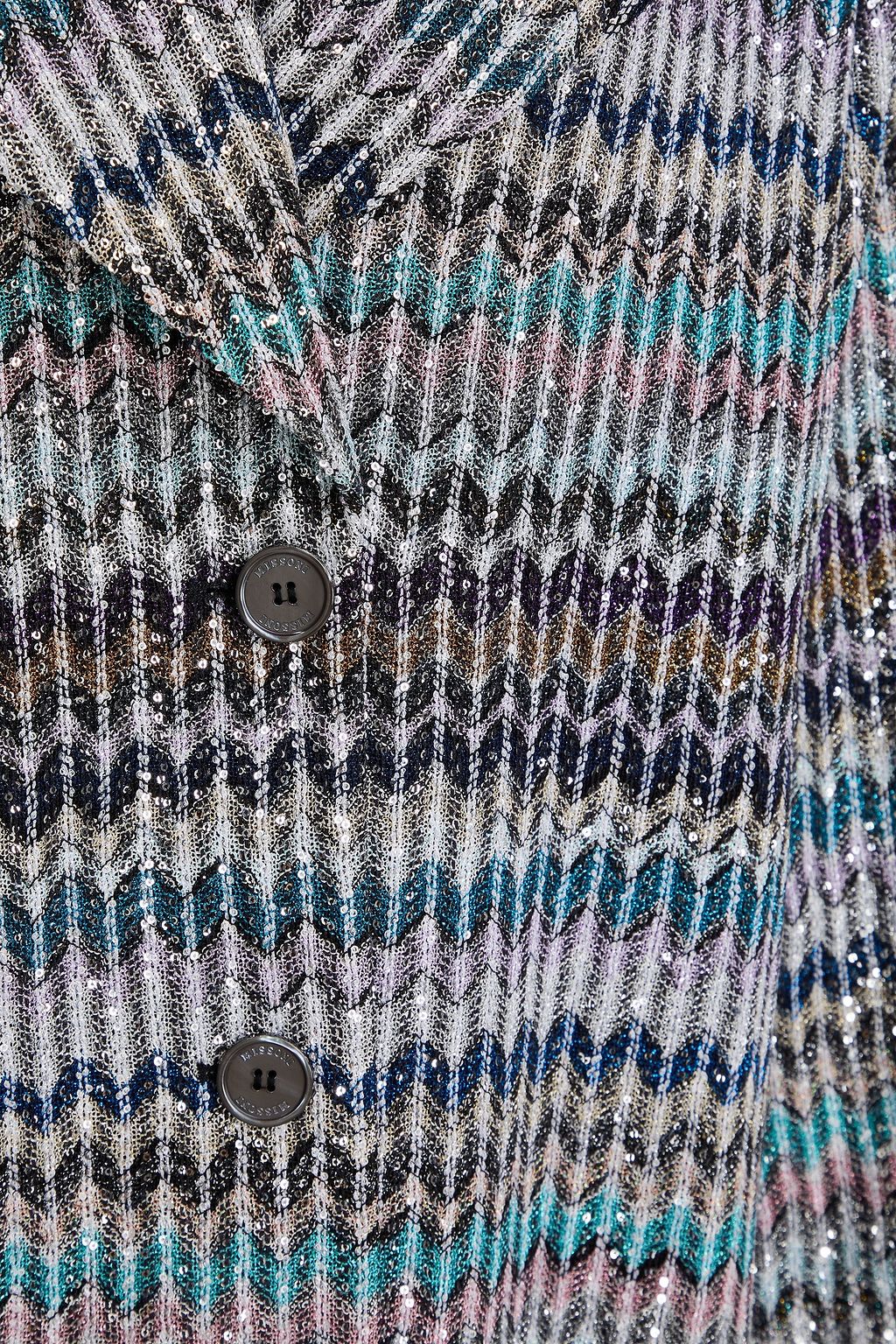 MISSONI معطف من نسيج بحبكة كروشيه ولون معدني