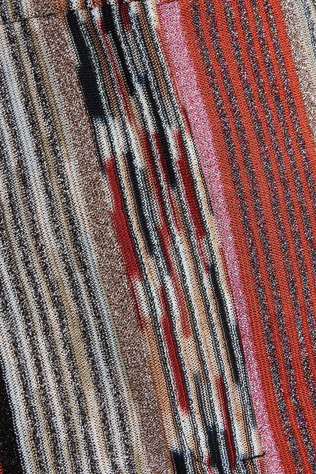 MISSONI かぎ針編みニット テーパードパンツ メタリック ストライプ