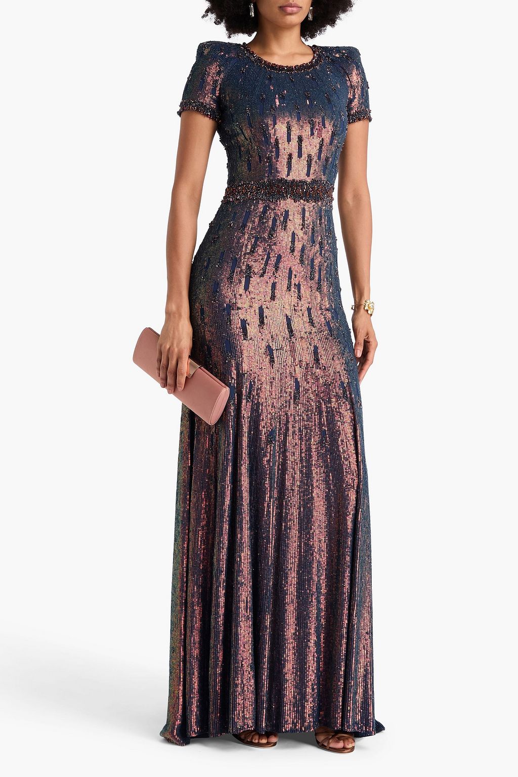 JENNY PACKHAM Iridescent embellished georgette gown