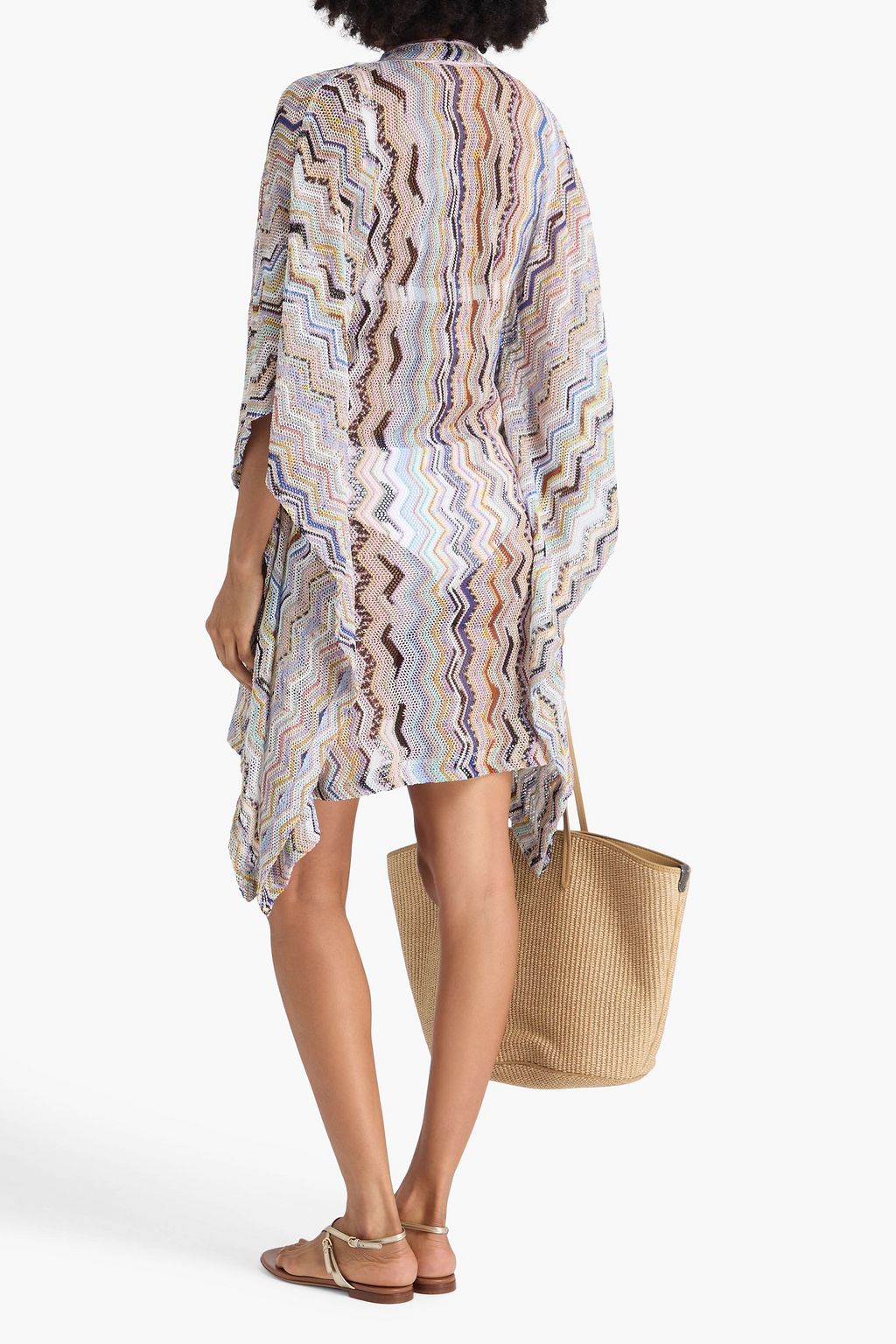 MISSONI رداء بحر من نسيج بحبكة كروشيه بلون معدني