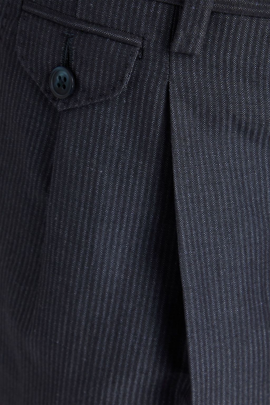 DOLCE&GABBANA Tapered pinstriped cotton and linen-blend pants