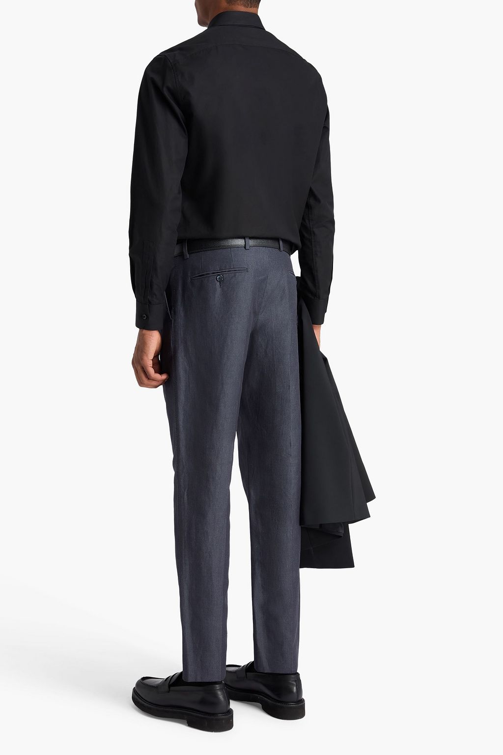 DOLCE&GABBANA Tapered pinstriped cotton and linen-blend pants