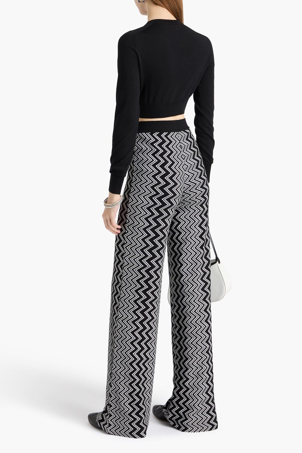 MISSONI بنطال بأرجل واسعة من مزيج الصوف بحبكة كروشيه