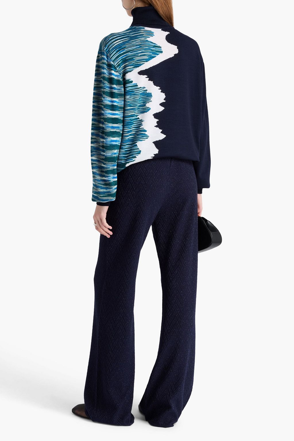 MISSONI かぎ針編みニット コットン混 ストレートレッグパンツ メタリック