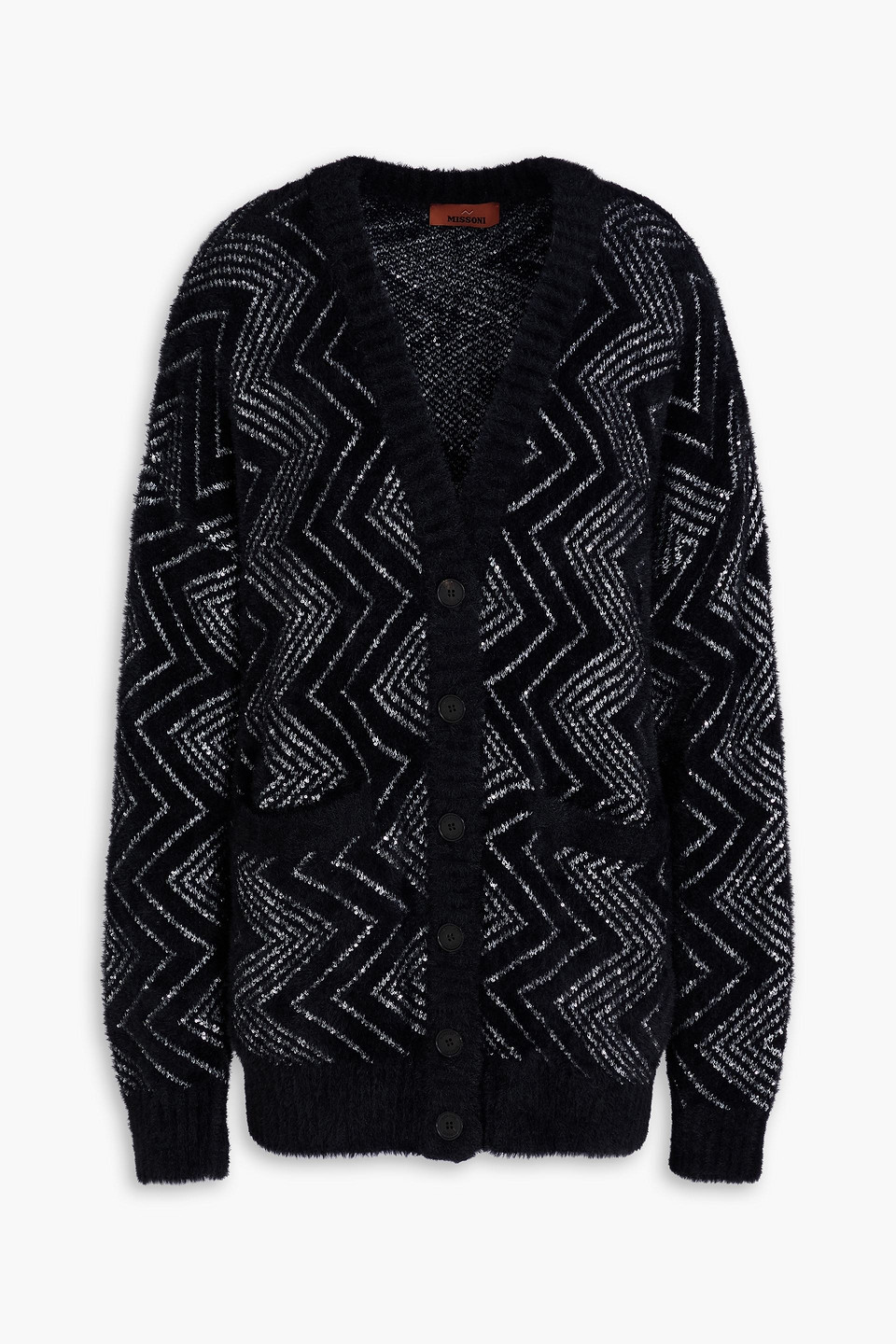 Missoni Sequin-embellished Crochet-knit Cardigan In Black