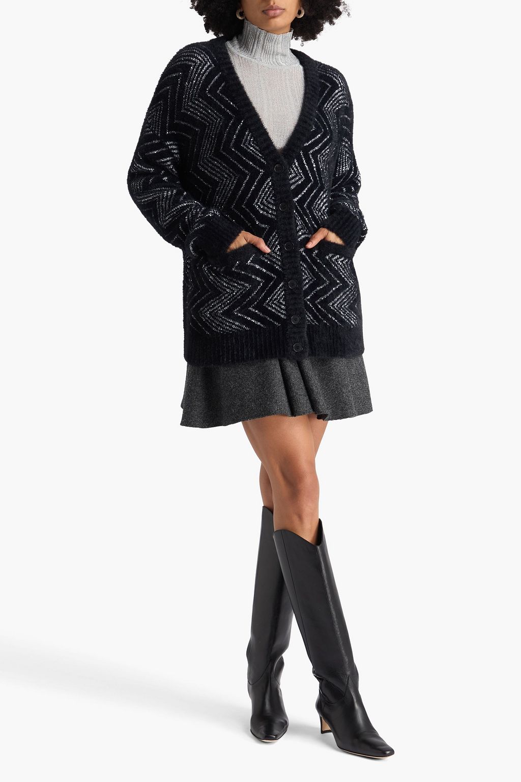 MISSONI كارديغان من نسيج بحبكة كروشيه مزين بأقراص برّاقة