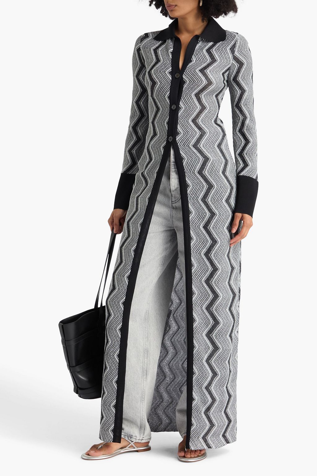 MISSONI كارديغان بحبكة كروشيه بلون معدني