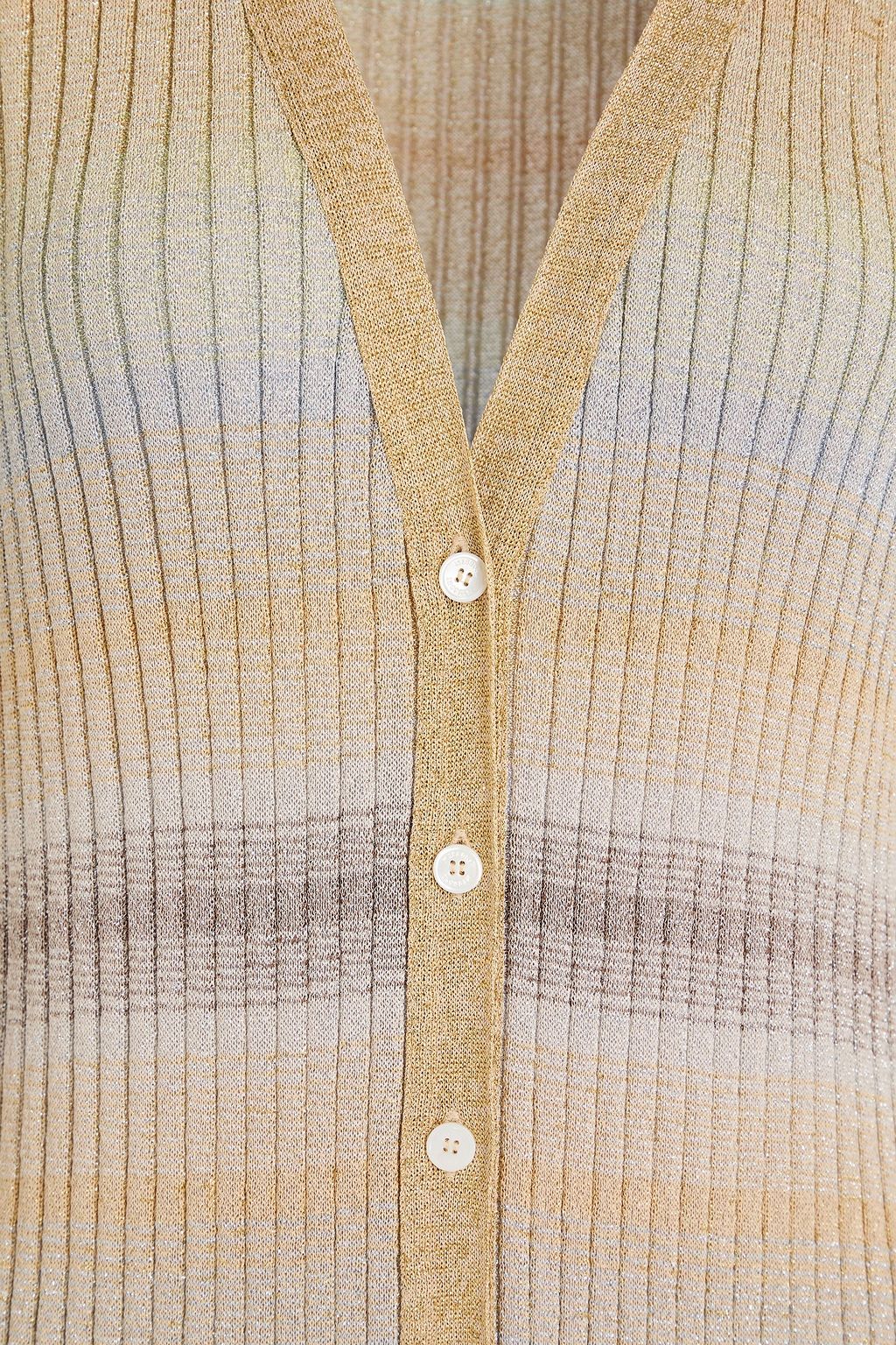 MISSONI Space-dyed metallic ribbed-knit cardigan
