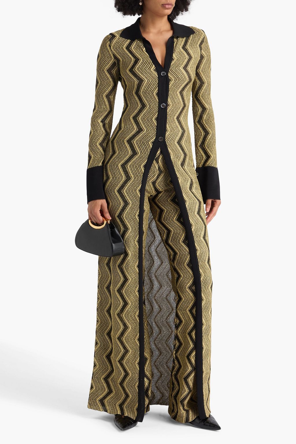 MISSONI كارديغان بحبكة كروشيه بلون معدني