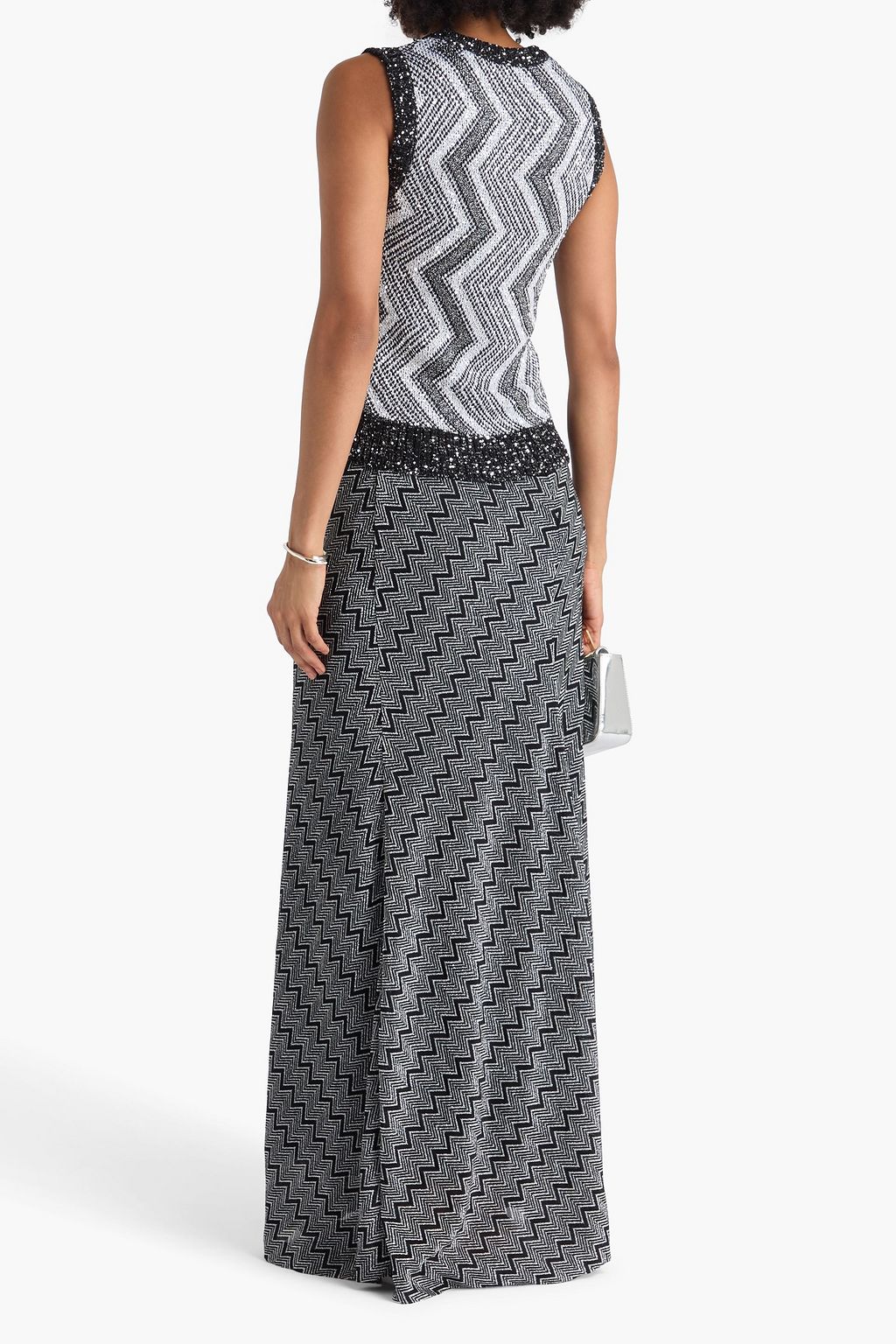 MISSONI かぎ針編みニット ベスト スパンコール付き メタリック