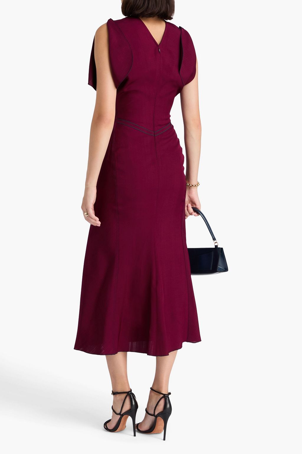 VICTORIA BECKHAM クレープ ミディワンピース ルーシュ入り