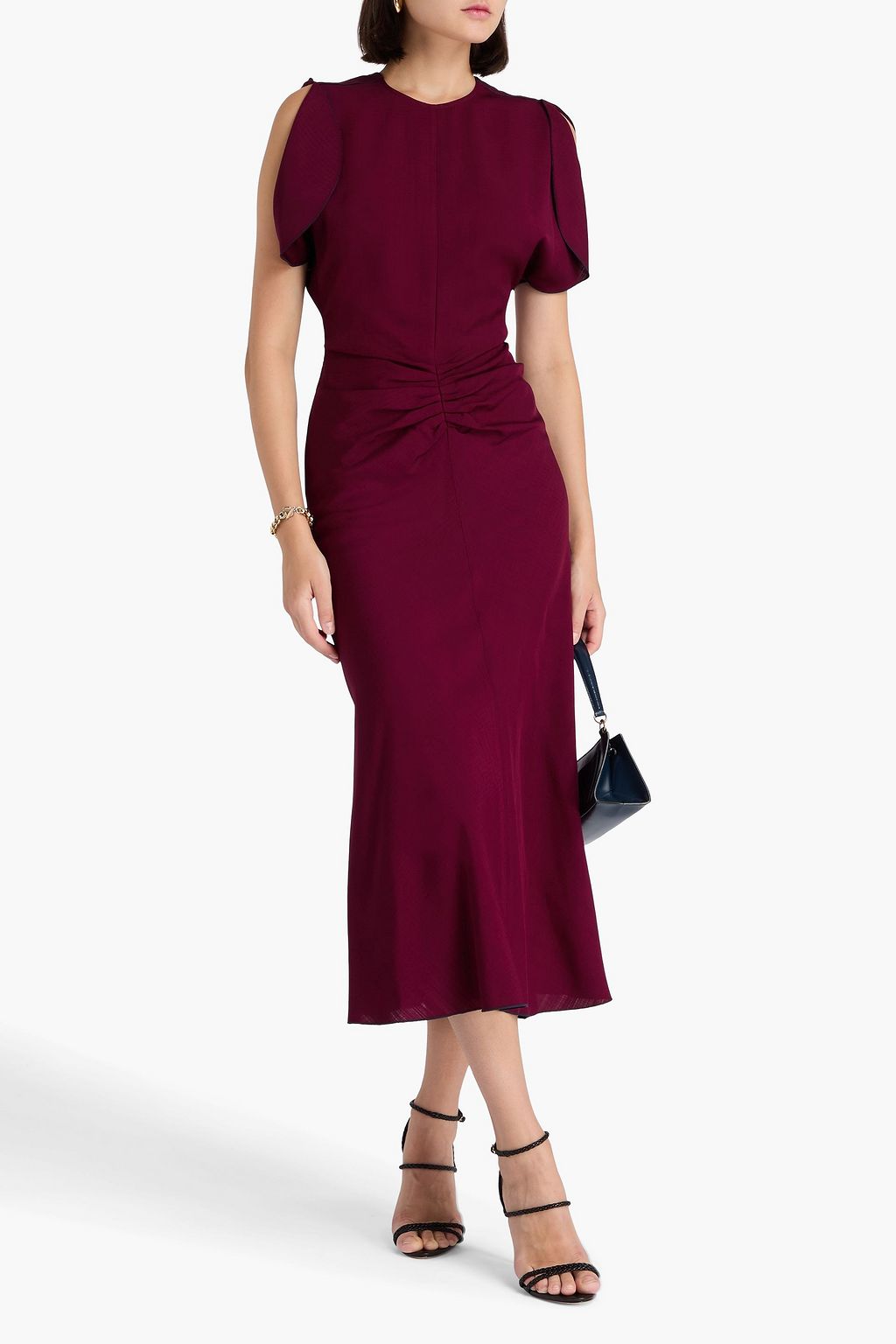VICTORIA BECKHAM クレープ ミディワンピース ルーシュ入り