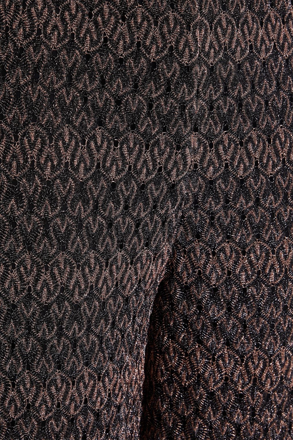 MISSONI بنطال برجلين واسعتين من نسيج بحبكة كروشيه بلون معدني