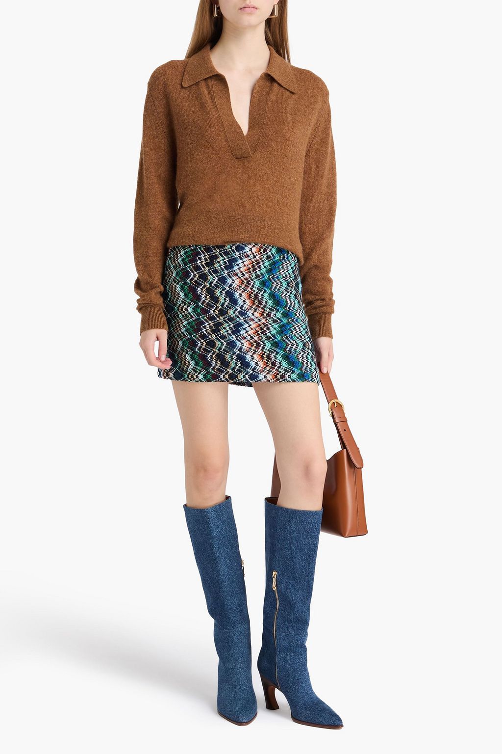MISSONI تنورة قصيرة من الصوف ومزيج القطن