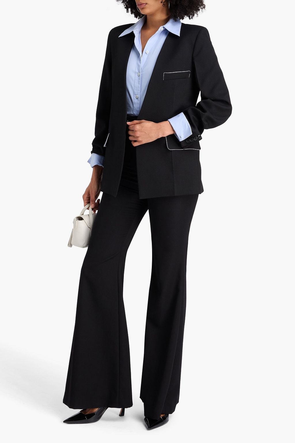 VICTORIA BECKHAM Cutout belted grain de poudre blazer