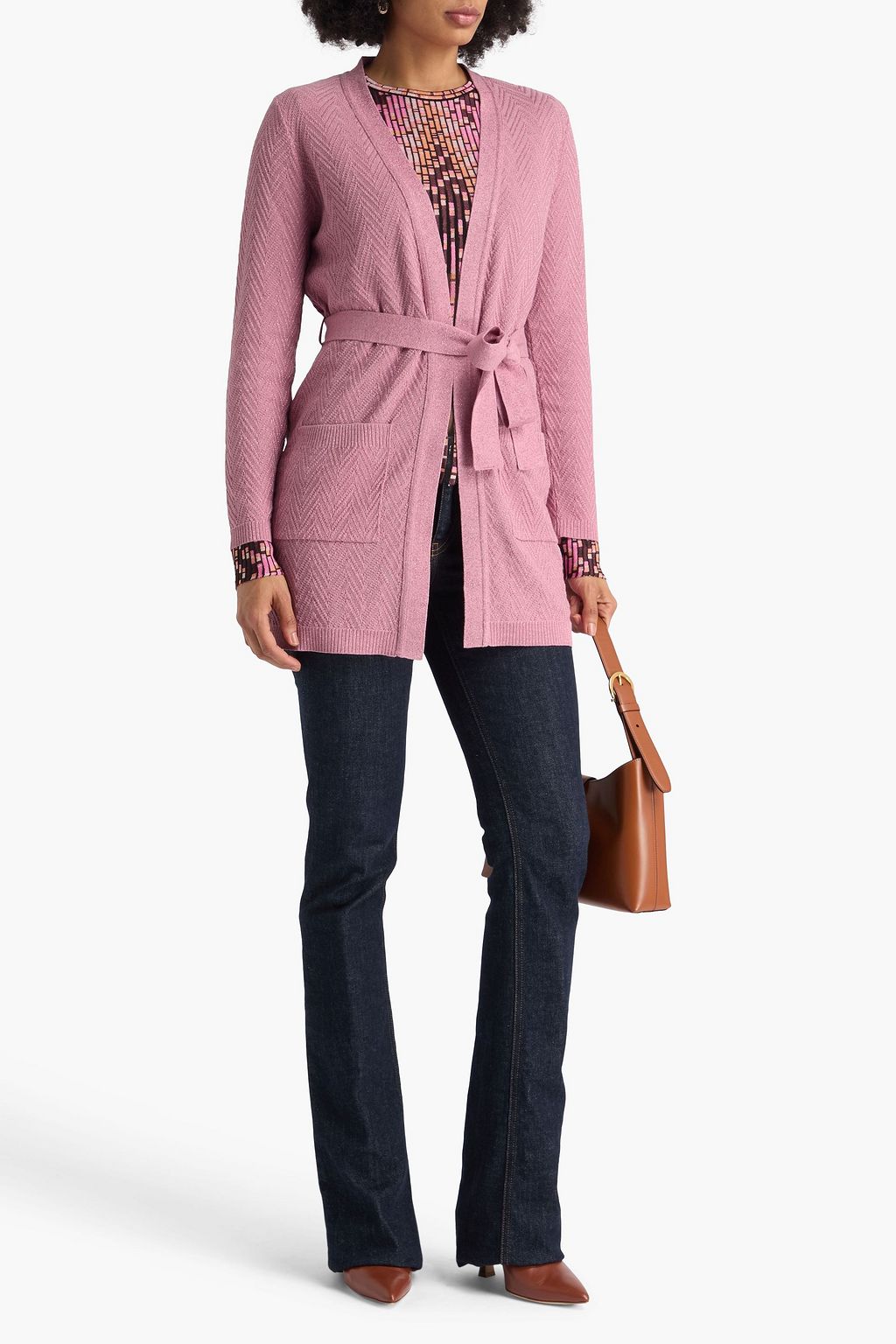 MISSONI كارديغان بحبكة كروشيه بلون معدني
