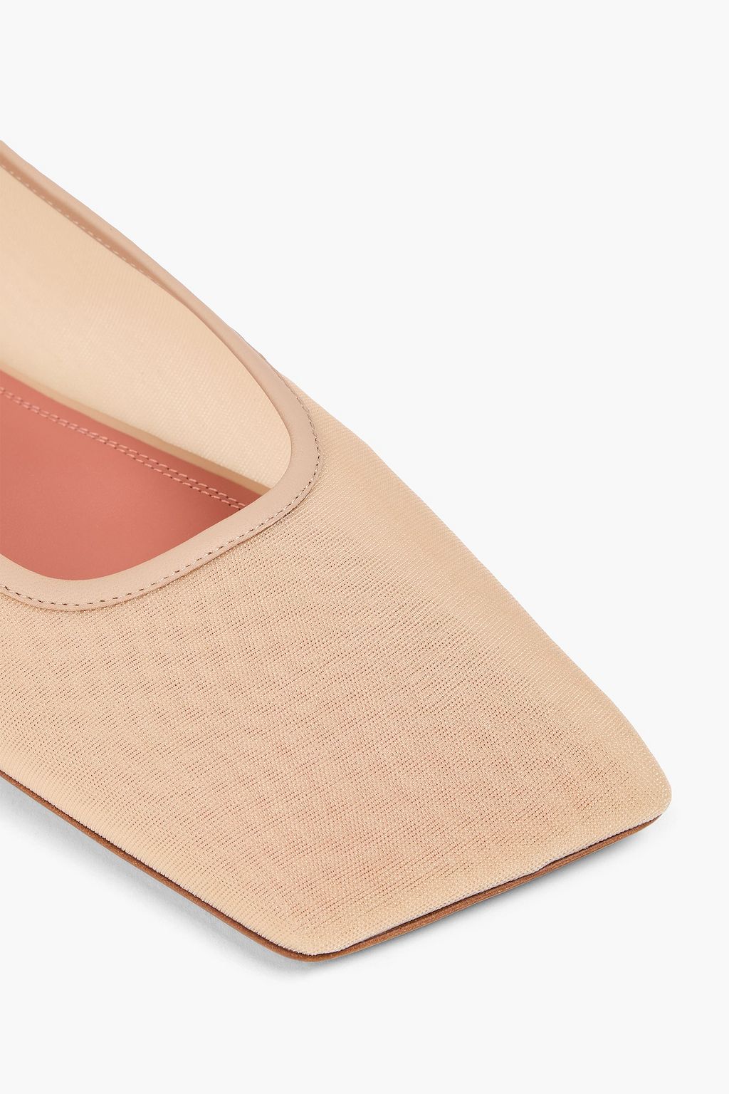 AMINA MUADDI حذاء باليه مسطح "أنا" من الجلد والشبك مزين بالكريستال