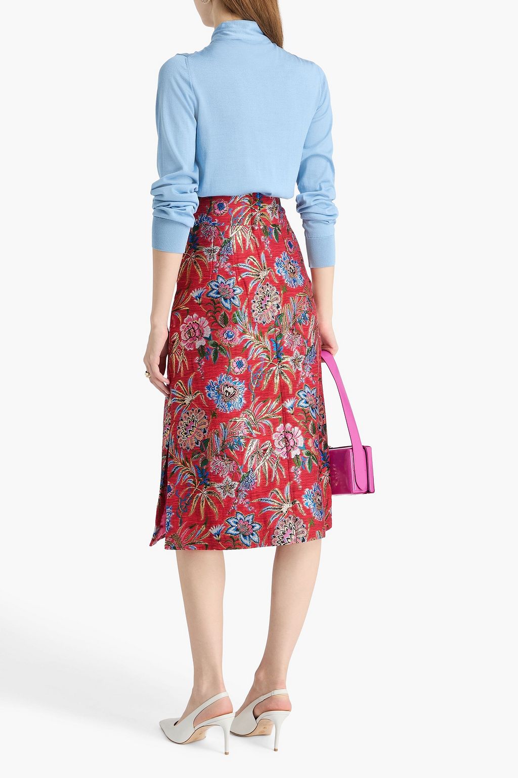 DOLCE&GABBANA Metallic floral-brocade midi skirt