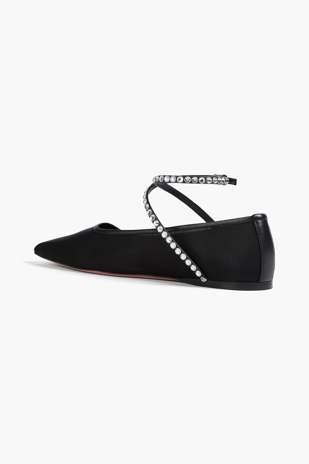 AMINA MUADDI Ane crystal-embellished mesh ballet flats