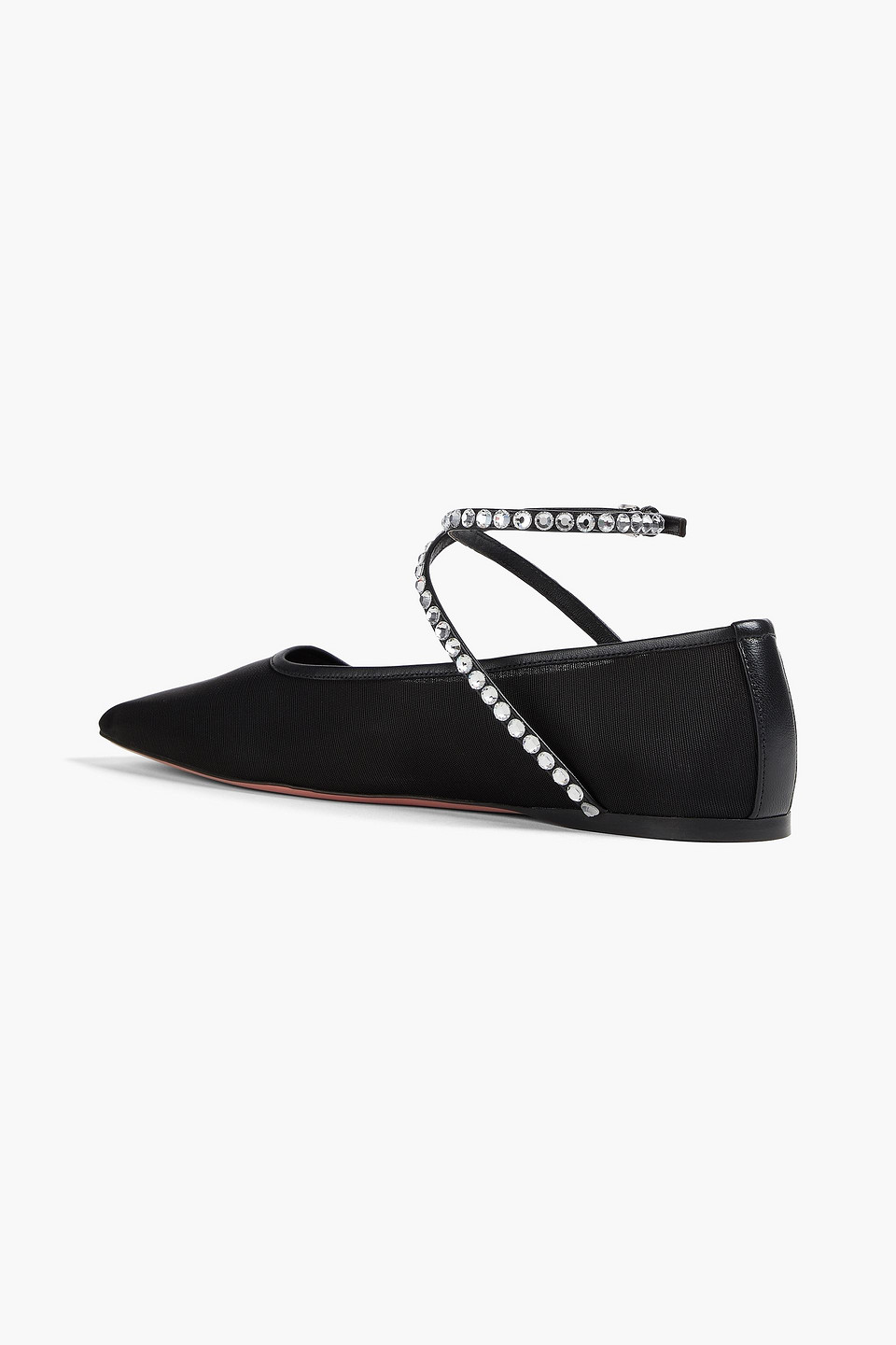 AMINA MUADDI ANE CRYSTAL-EMBELLISHED MESH BALLET FLATS