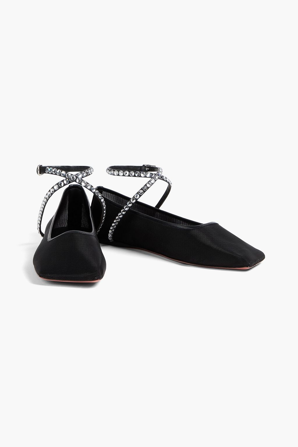 AMINA MUADDI Ane crystal-embellished mesh ballet flats