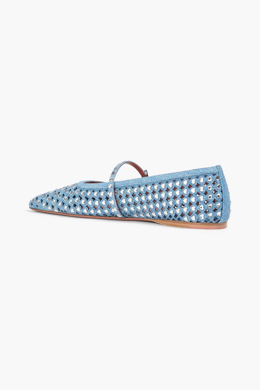 AMINA MUADDI Ane laser-cut denim-effect print suede ballet flats