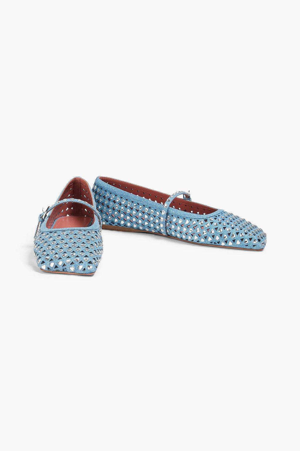 AMINA MUADDI Ane laser-cut denim-effect print suede ballet flats