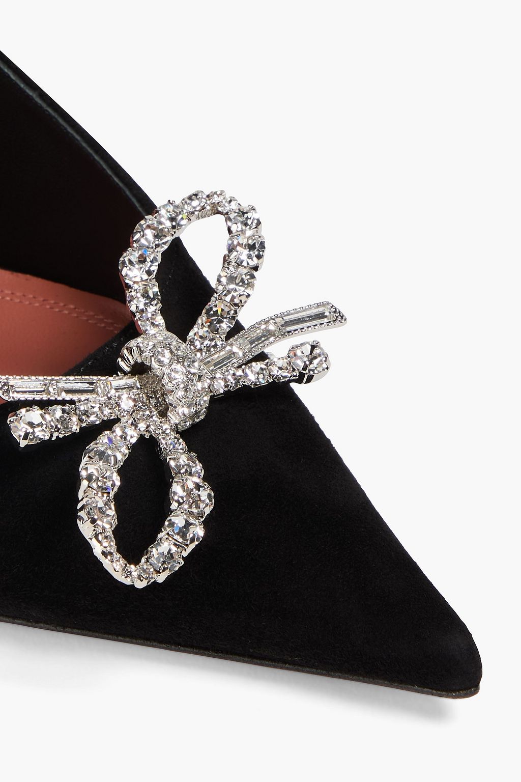 AMINA MUADDI Pumps aus Veloursleder mit Kristallverzierung