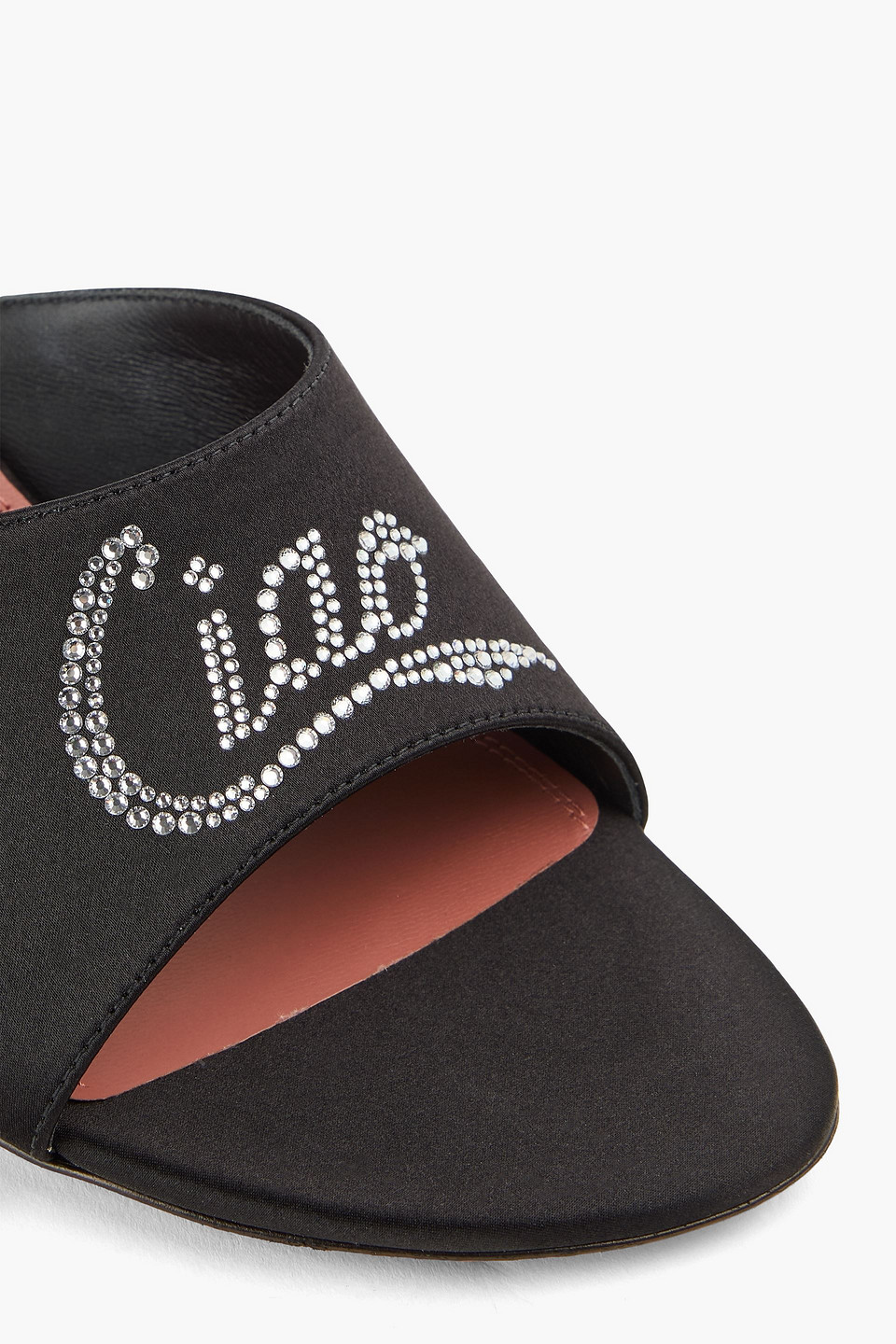 AMINA MUADDI BELLA CRYSTAL-EMBELLISHED SATIN MULES