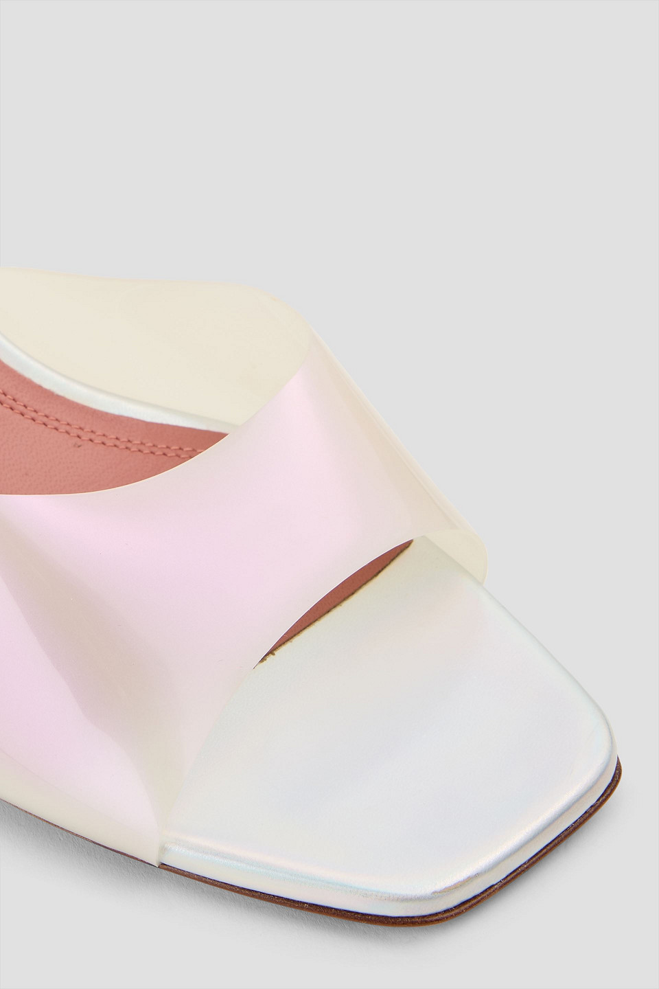 Amina Muaddi Lupita Iridescent Pvc Mules In Neutral