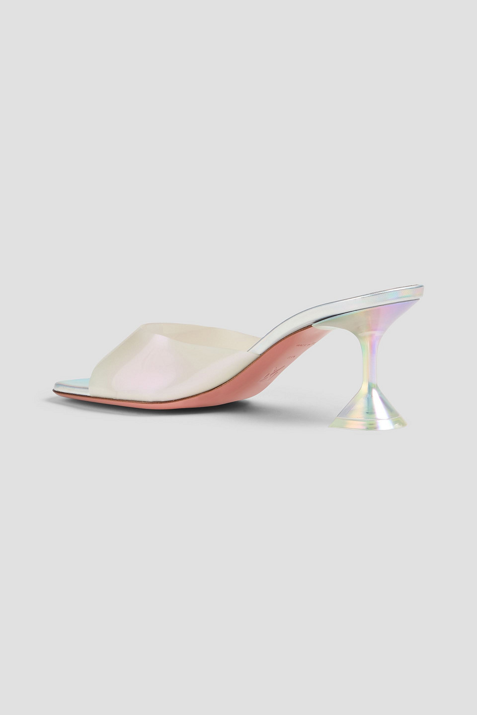 Amina Muaddi Lupita Iridescent Pvc Mules In Neutral