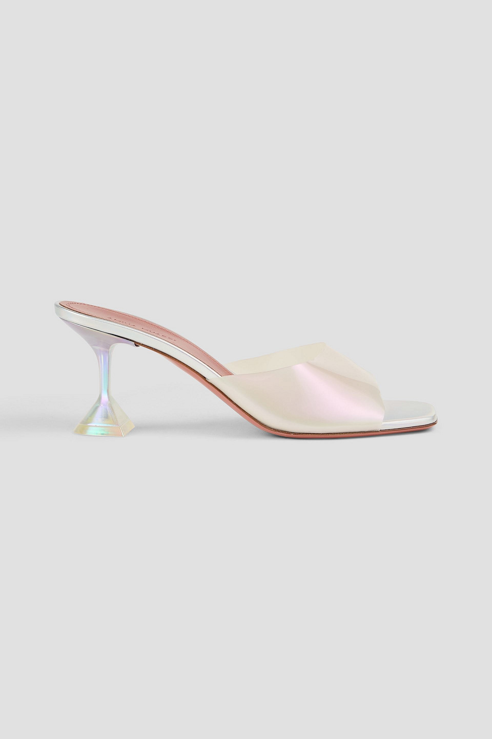 Amina Muaddi Lupita Iridescent Pvc Mules In Neutral