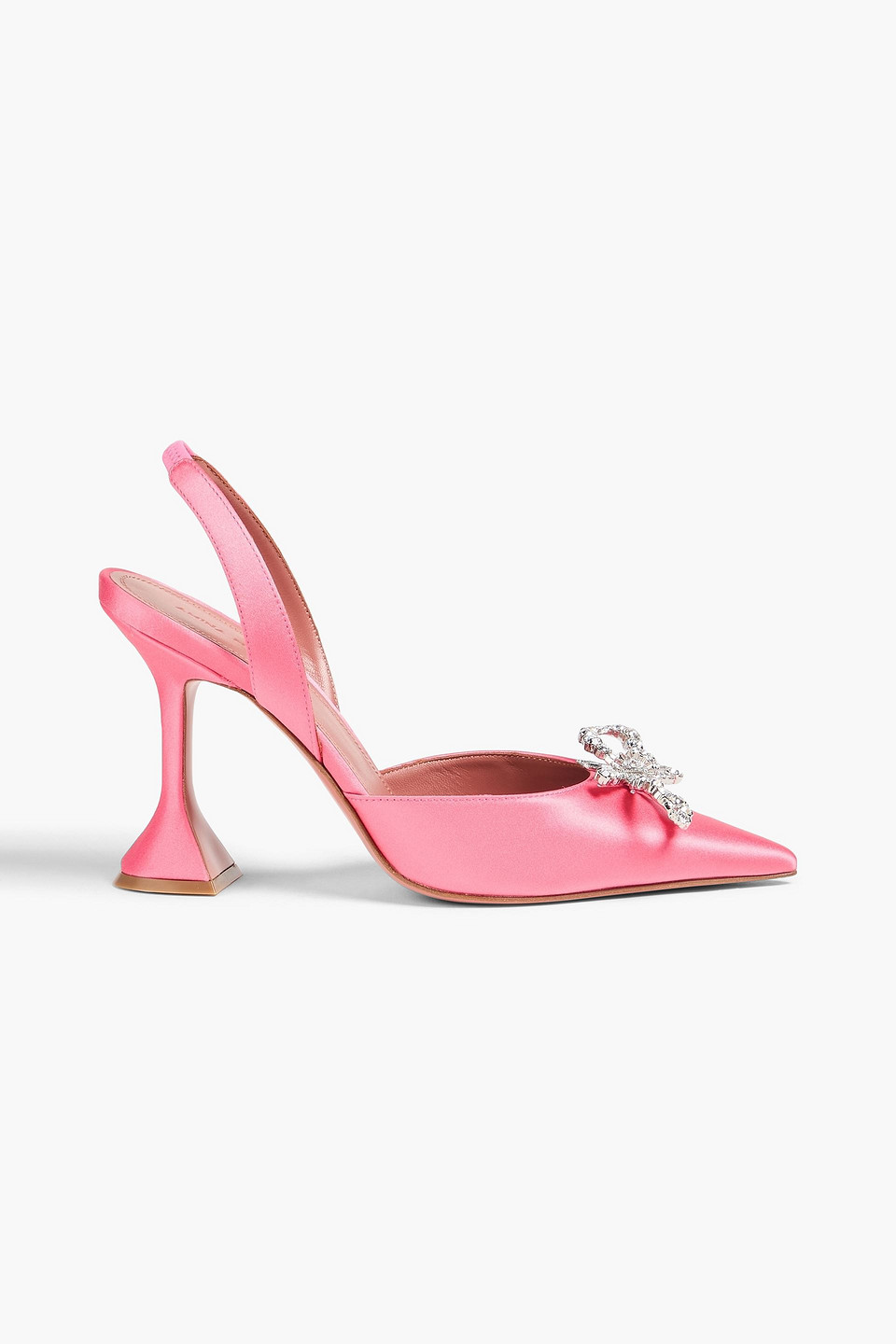 Amina Muaddi Rosie Crystal-embellished Satin Slingback Pumps In Pink