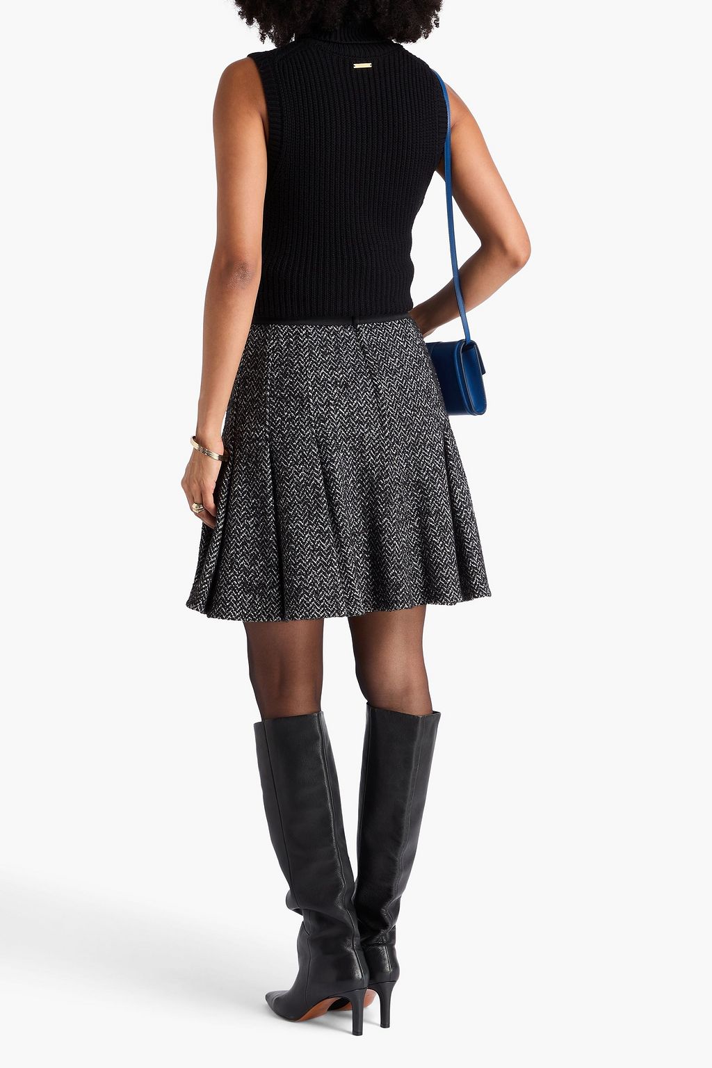 DOLCE&GABBANA Pleated wool-blend tweed mini skirt