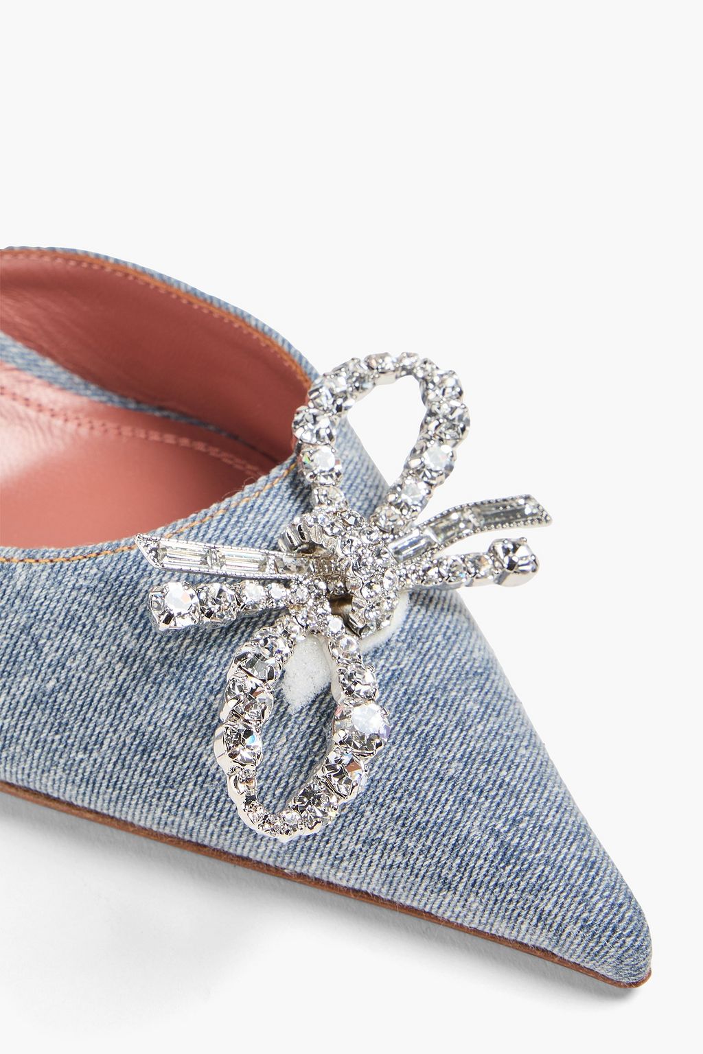 AMINA MUADDI Rosie crystal-embellished denim slingback pumps