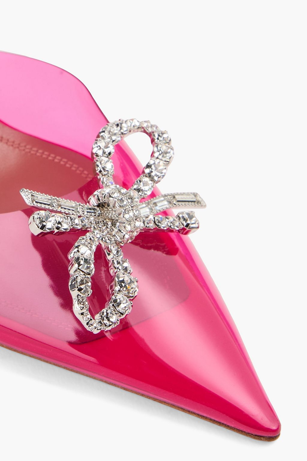 AMINA MUADDI Rosie crystal-embellished bow-detailed PVC slingback pumps
