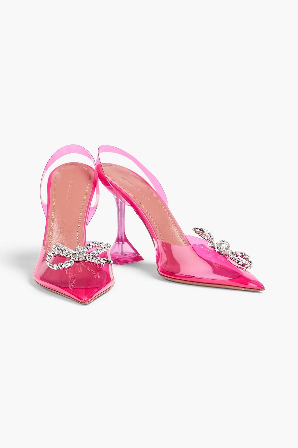 AMINA MUADDI Rosie crystal-embellished bow-detailed PVC slingback pumps