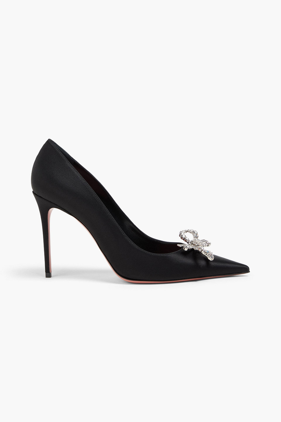 Amina Muaddi Rosie Crystal-embellished Satin Pumps In Black